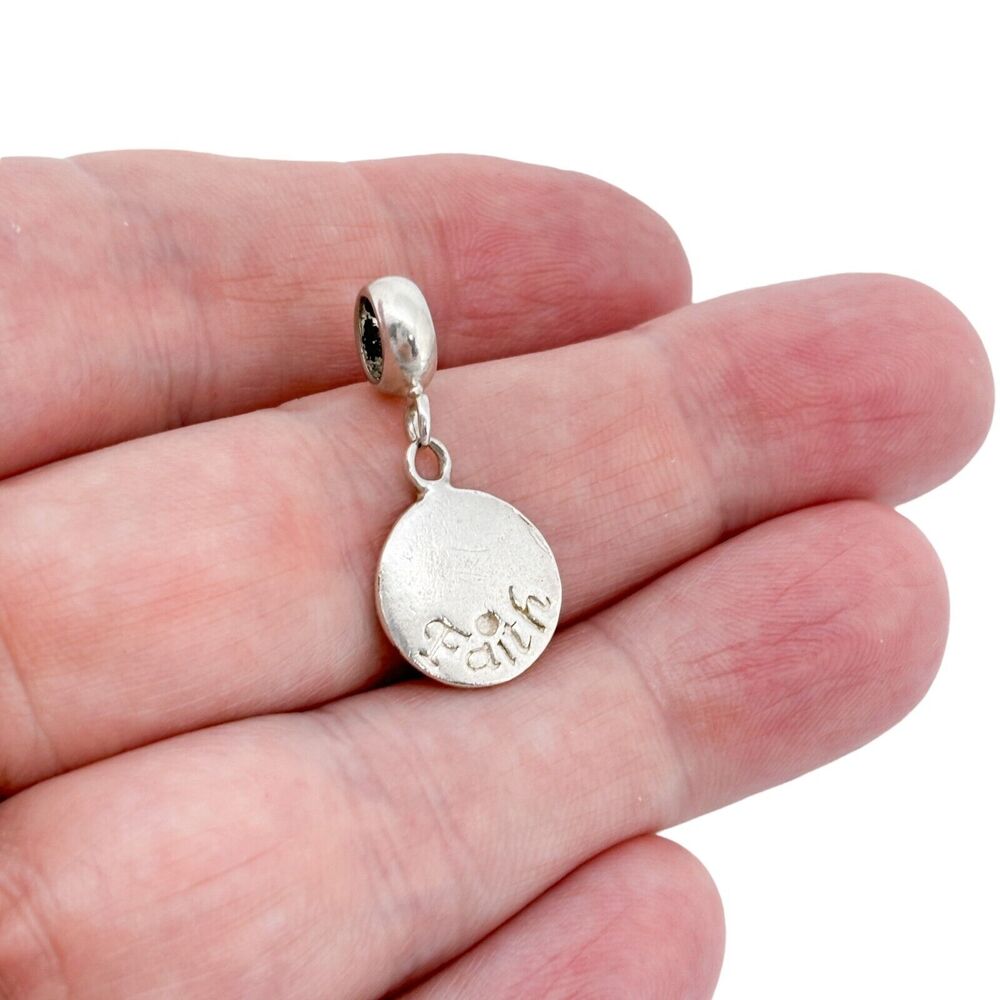 Vintage Sterling Silver 925 Faith Medallion Dangle Charm